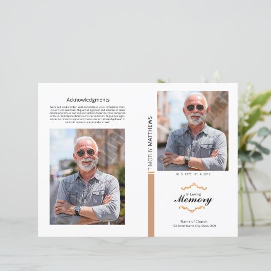 Printable Funeral Program Template (Staand voorkant)