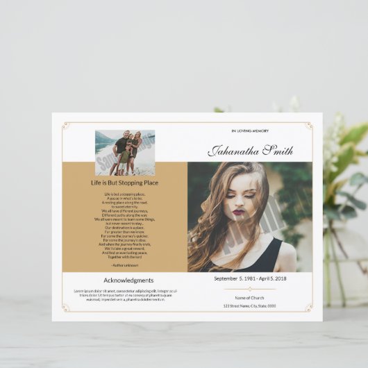 Printable Funeral Program Template (Staand voorkant)