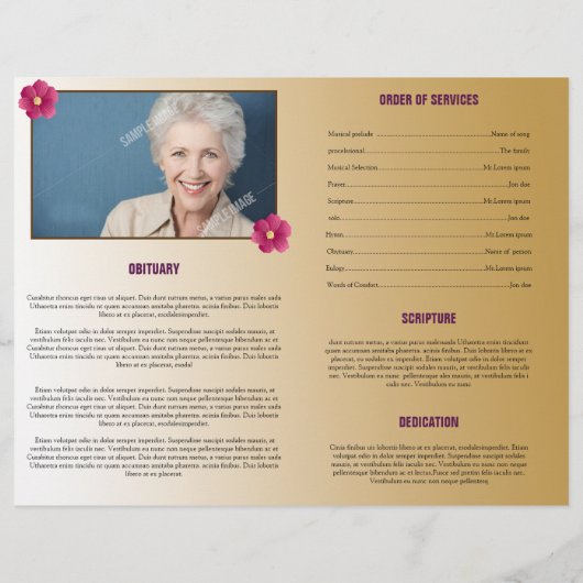Printable Funeral Program Template Flyer (Achterkant)