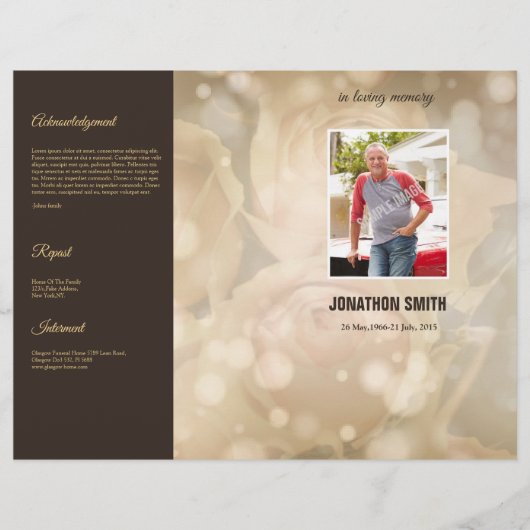 Printable Funeral Program Template Flyer (Voorkant)