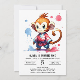 Printable Happy Monkey Verjaardag Kaart