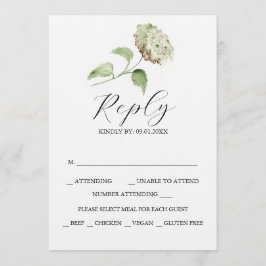 Printable Hydrangea Wedding RSVP Cards Kaart