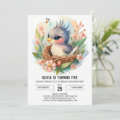 Printable Kinderen Vogel Verjaardag Kaart (Staand voorkant)