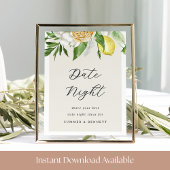 Printable Lemon Vrijgezellenfeest Datum Night Sign Poster