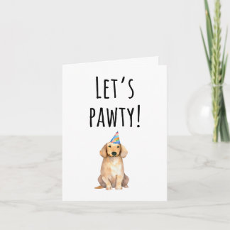Printable Let's Pawty Happy Birthday Kaart