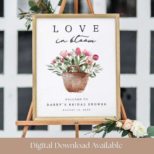 Printable Love in Bloom Bridal Shower Welcome Sign Poster