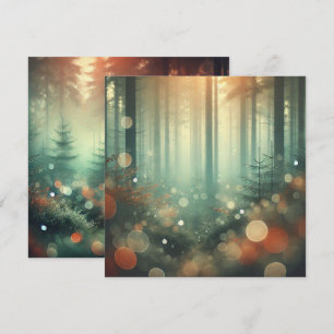 Printable Misty Autumnal Forest Bokeh Scrapbook Kaart