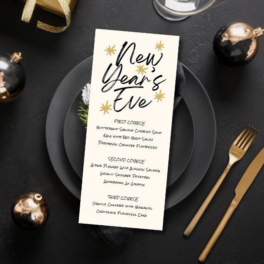 Printable New Years Eve Menu Kaart