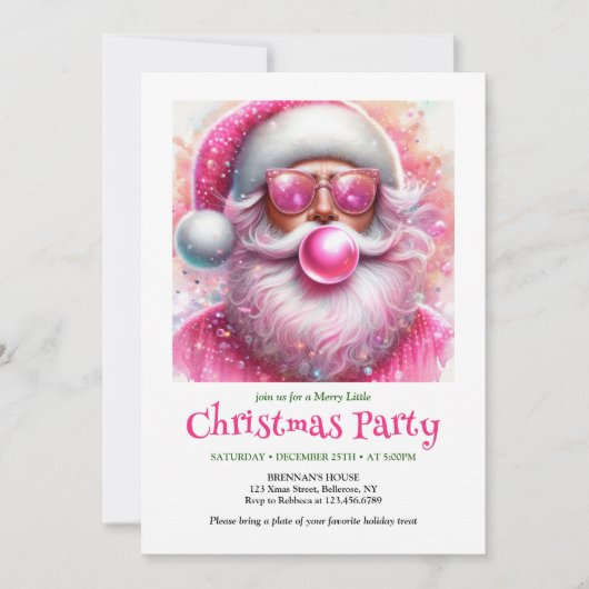 Printable Pink Santa Bubble Gum Funny Christmas Kaart (Voorkant)