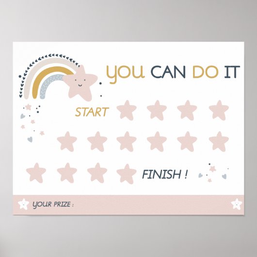 Printable Rainbow Reward Chart, Prize Chart Poster (Voorkant)