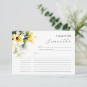 Printable Recept Kaarten Waterverf Bloemen (Staand voorkant)