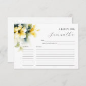 Printable Recept Kaarten Waterverf Bloemen (Voorkant / Achterkant)