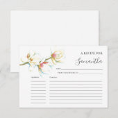 Printable Recept Kaarten Waterverf Bloemen (Voorkant / Achterkant)