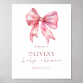 Printable Roze Coquette Bow Welkom Baby shower Poster (Voorkant)