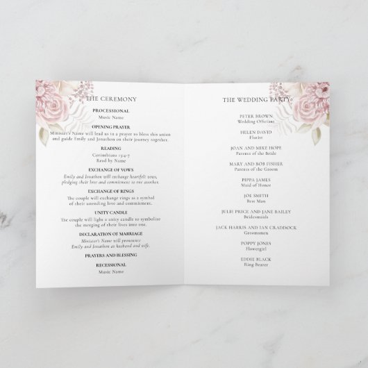 Printable Simple Church Folded Wedding Programme (Intérieur)
