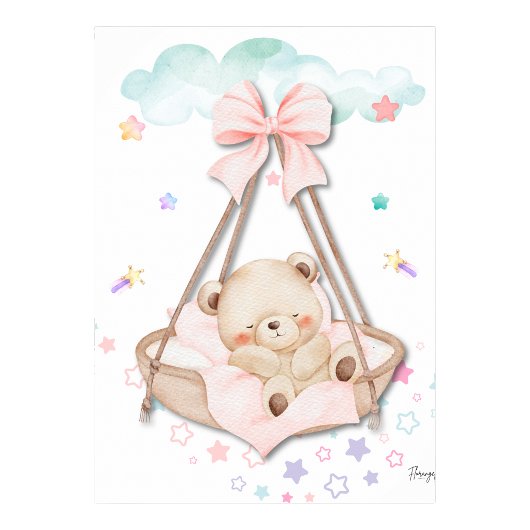 Printable Sleeping Teddy Bear Wall Art  Poster
