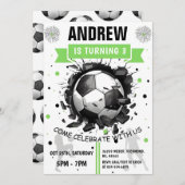 Printable Soccer Anniversaire Invitation modèle (Devant / Derrière)