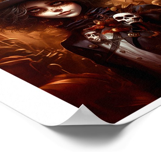 Printable Steampunk Dag van het Dode Schattigee Me Poster (Hoek)