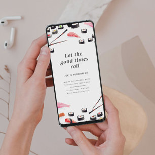 Printable Sushi Verjaardagsfeestuitnodiging Kaart