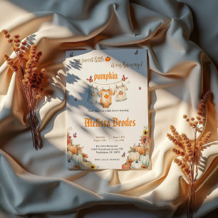 Printable Sweet Little Pumpkin Baby shower Kaart