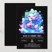 Printable Sweet Mermaid Birthday Kaart (Voorkant / Achterkant)