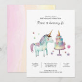 Printable Unicorn Birthday Party Kaart (Voorkant / Achterkant)