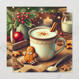 Printable Vintage Christmas Gingerbread Hot Milk Kaart