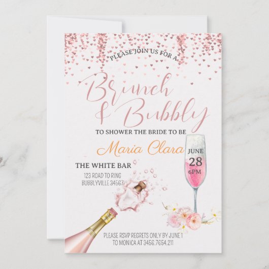 Printaddable - Brunch & Bubble Pink Champange Kaart (Voorkant)