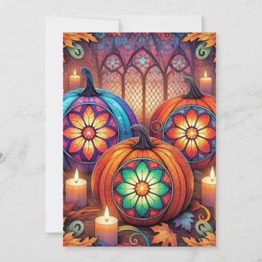 Printbaar Christelijk Glas in lood Halloween Kaart (Voorkant)