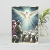 Printbare Angel & Shepherds Nativity Scrapbook Kaart (Staand voorkant)