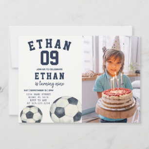 Printbare voetbal-thema uitnodiging met foto