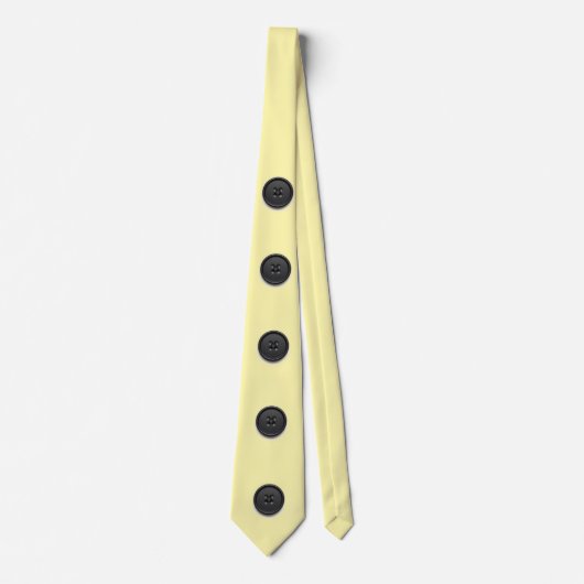 Printed black button design-cream  stropdas (Voorkant)