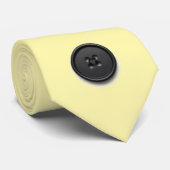 Printed black button design-cream  stropdas (Opgerold)