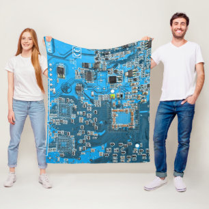 Printed Circuit Assembly PCB Blue Circuit Board Fleece Deken