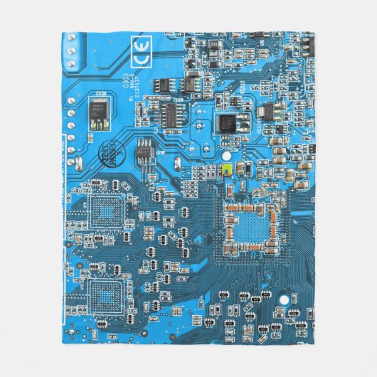 Printed Circuit Assembly PCB Blue Circuit Board Fleece Deken (Voorkant)