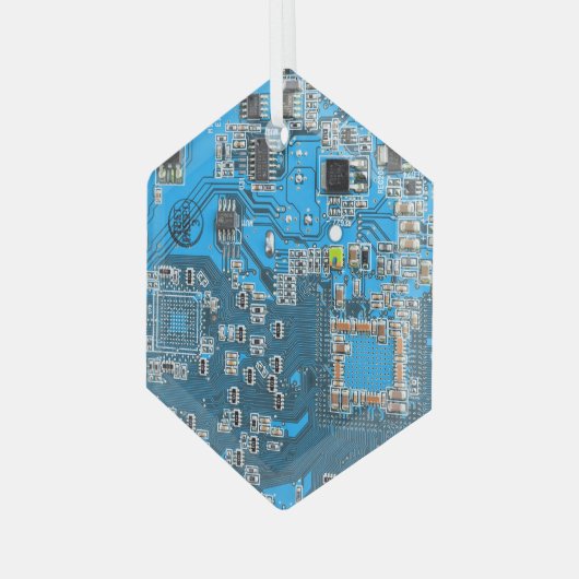 Printed Circuit Assembly PCB Blue Circuit Board Glas Ornament (Voorkant links)