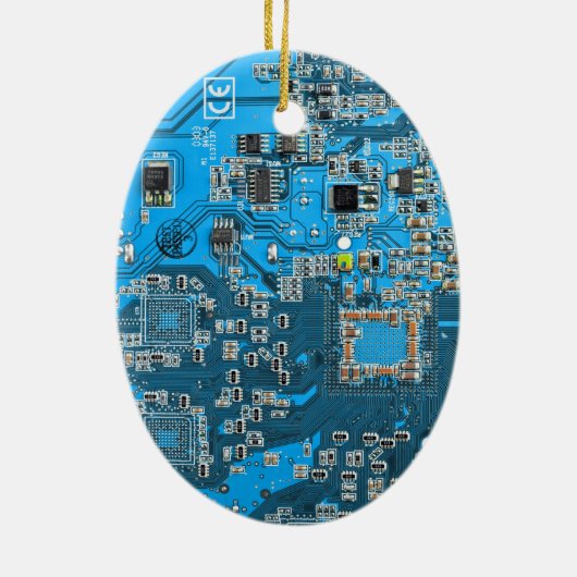 Printed Circuit Assembly PCB Blue Circuit Board Keramisch Ornament (Achterkant)