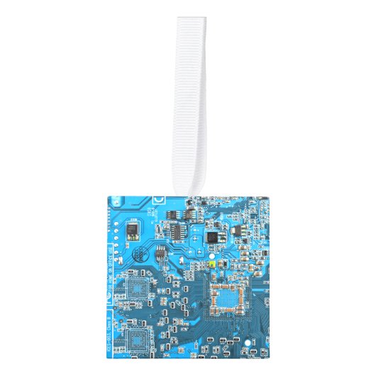 Printed Circuit Assembly PCB Blue Circuit Board Kubus Ornament (Voorkant)