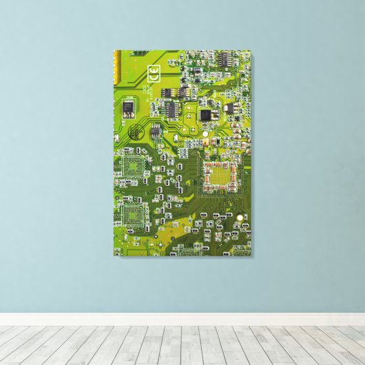 Printed Circuit Assembly PCB Green Circuit Board 2 Canvas Afdruk (Insitu (Houten vloer))