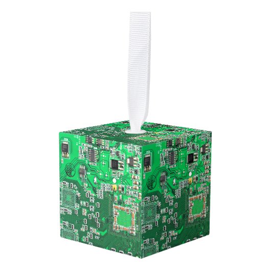 Printed Circuit Assembly PCB Green Circuit Board Kubus Ornament (Voorkant hoekig)
