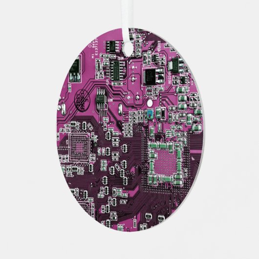 Printed Circuit Assembly PCB Paarse Circuit Board Metalen Ornament (Voorkant links)