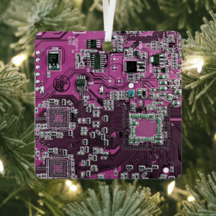 Printed Circuit Assembly PCB Paarse Circuit Board Metalen Ornament