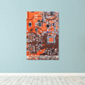 Printed Circuit Assembly PCB Sinaasappel Circuit B Canvas Afdruk (Insitu (Houten vloer))