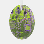 Printed Circuit Assembly PCB Yellow Circuit Board Glas Ornament (Voorkant links)