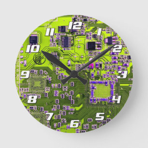 Printed Circuit Assembly PCB Yellow Circuit Board Ronde Klok