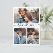 Printed&Digital dank u 4 foto's collage bruiloft Kaart (Staand voorkant)