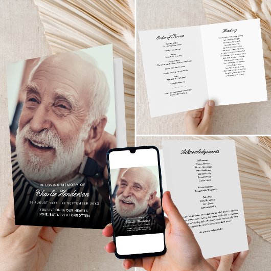 Printed/Downloadable Photo Folded Funeral Program