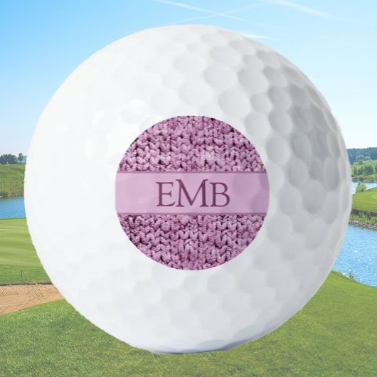 Printed Pink Knit Design Custom Monogram Dames Golfballen
