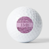 Printed Pink Knit Design Custom Monogram Dames Golfballen (Voorkant)