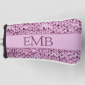 Printed Pink Knit Design Custom Monogram Dames Golfheadcover (Voorkant)